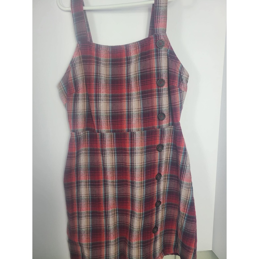 Wild Fable Women's XS Plaid Sleeveless Dress Button Front Zip Back